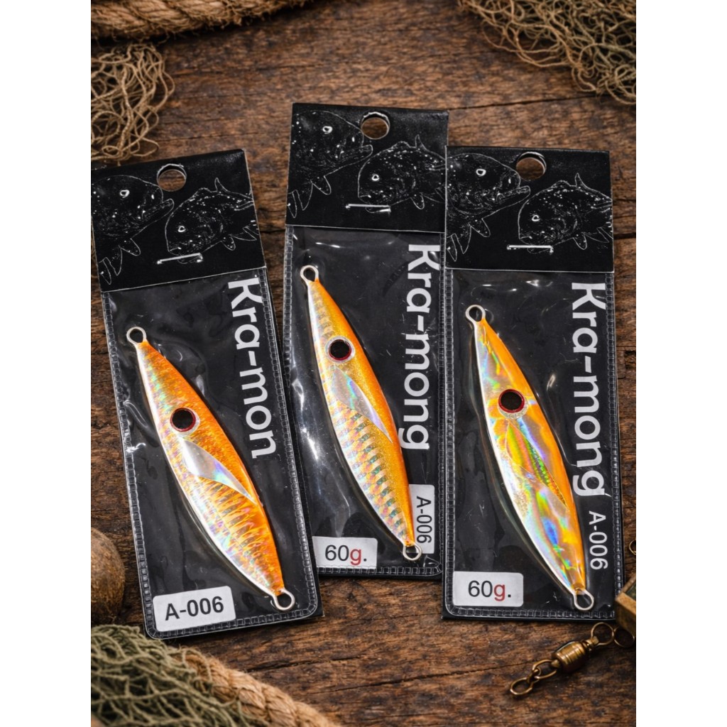 A-006 เหยื่อจิ๊กสีส้ม Orange Hologram Jig 10g-60g งานทะเล