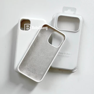 baby-Case Silicone เคสสีWhite สีขาวกำมะยี่โลโก้ สำหรับรุ่นiPhone11-17 17Air 17Pro 17ProMax