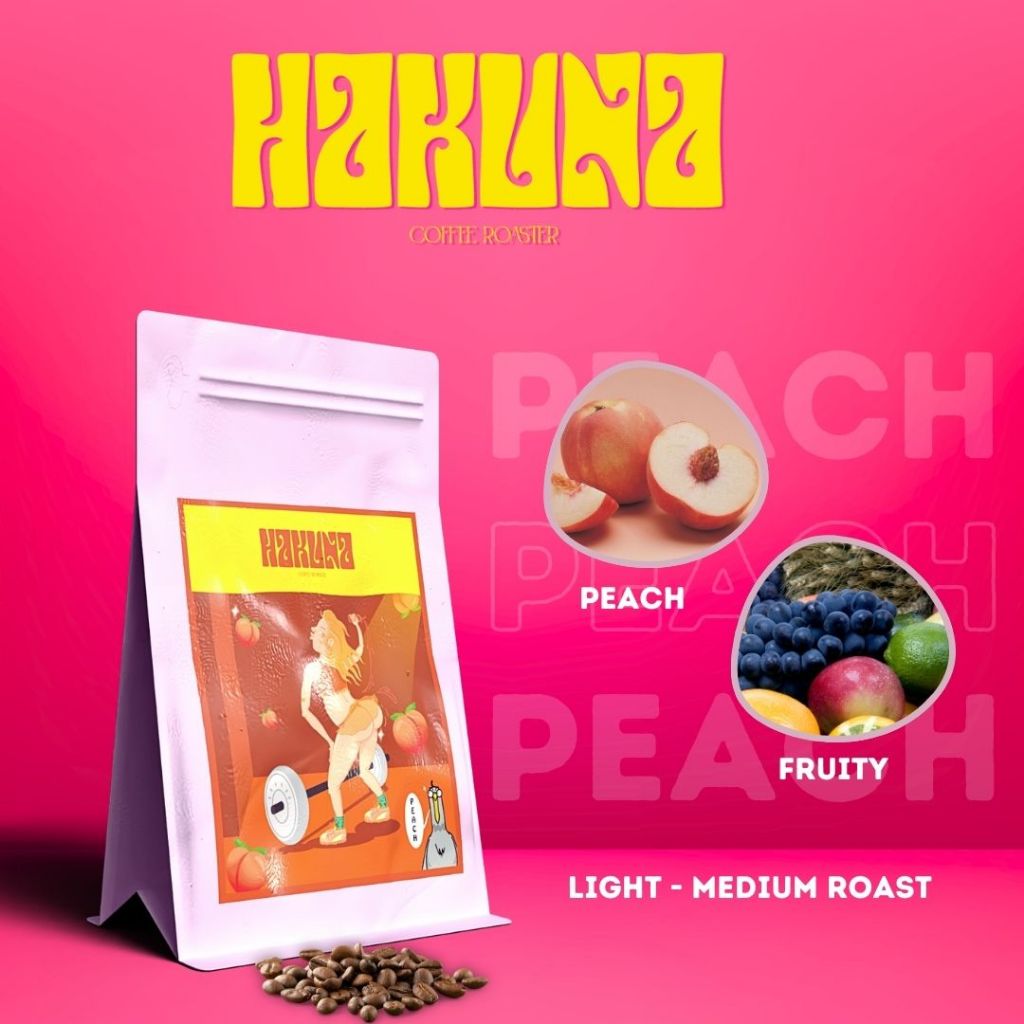 Hakuna Coffee Roaster เมล็ดกาแฟคั่วอ่อนกลาง Peach อราบิก้า 100%