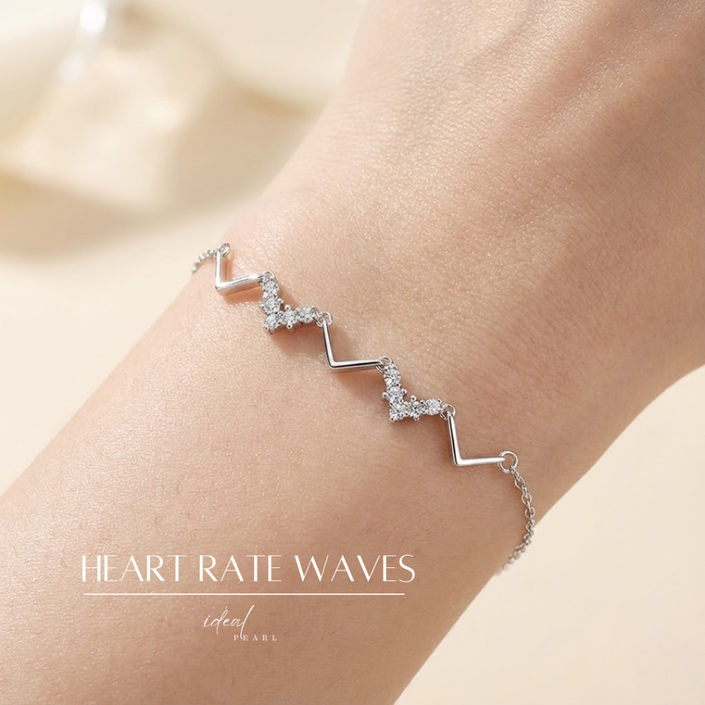 iDEAL กำไลเพชร  Heart Rate Waves สร้อยข้อมือเงินแท้ กำไลแฟชั่น ข้อมือเงิน กำไลข้อมือผู้หญิง กำไลเงิน