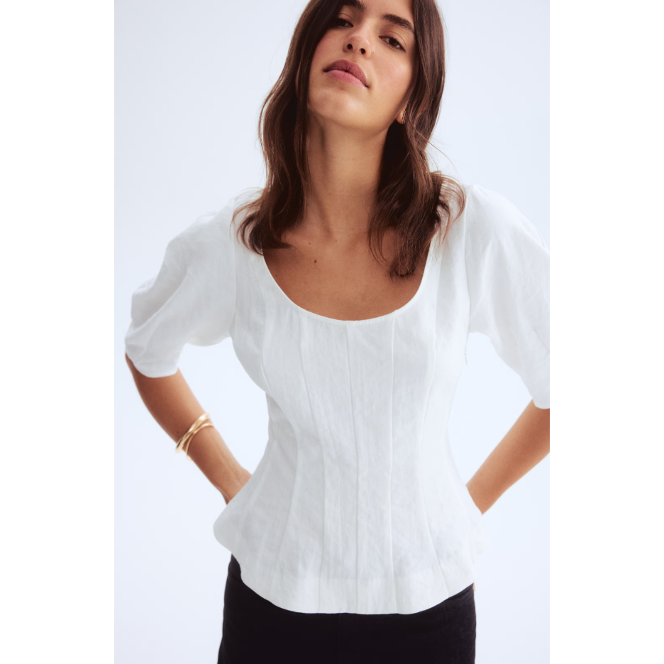 H&M(เอชแอนด์เอ็ม) เสื้อบลุซคอวี Women Scoop-neck blouse 1258821_2