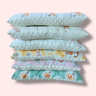 Newหมอนเด็ก นอนได้ 2 ด้าน รองรับสรีระศีรษะ นุ่มสบาย Cotton ดอทมิ้งค์ 30x50cm ซักได้ทั้งใบ หมอนเด็ก 0-6 ขวบ