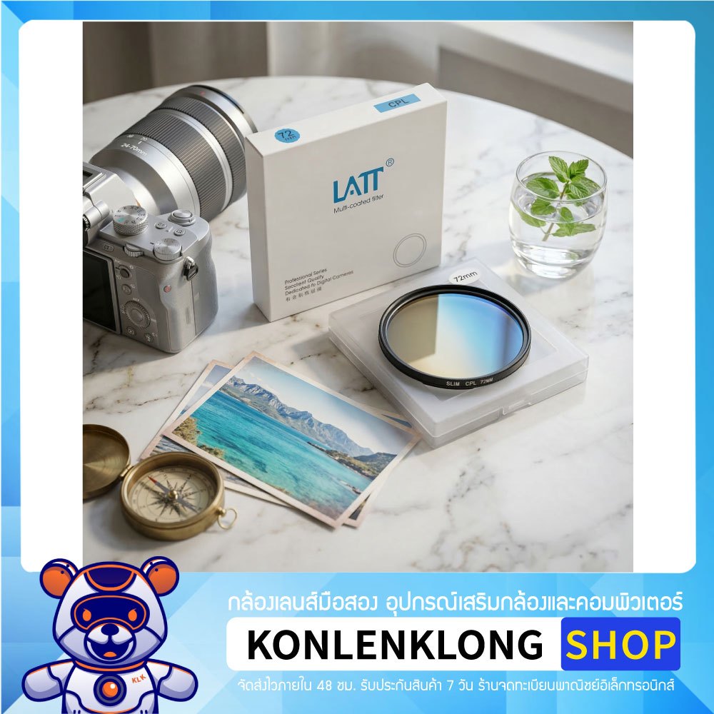 CPL Filter 49mm- 82mm LATT (Professional / SLIM) ขอบบาง ตัดแสงสะท้อน ฟ้าเข้ม พร้อมกล่องแข็ง+โฟม