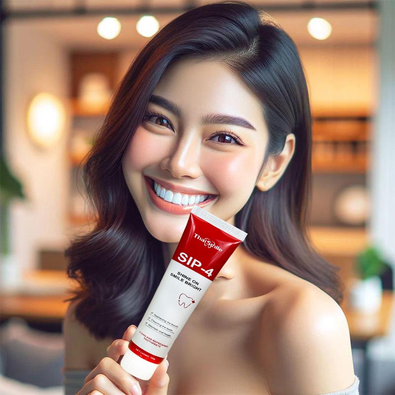 SIP-4 ยาสีฟัน ฟันขาว ลดฟันเหลือง ขจัดคราบพลัค ลดกลิ่นปาก สูตรโพรไบโอติก 100g - Toothpaste Whitening