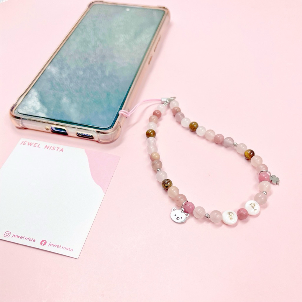 Phone, bag starp พวงกุญแจหินมงคล ที่ห้อยมือถือ กระเป๋า 💖 ทักแชทแจ้งแบบก่อนกดสั่งนะคะ