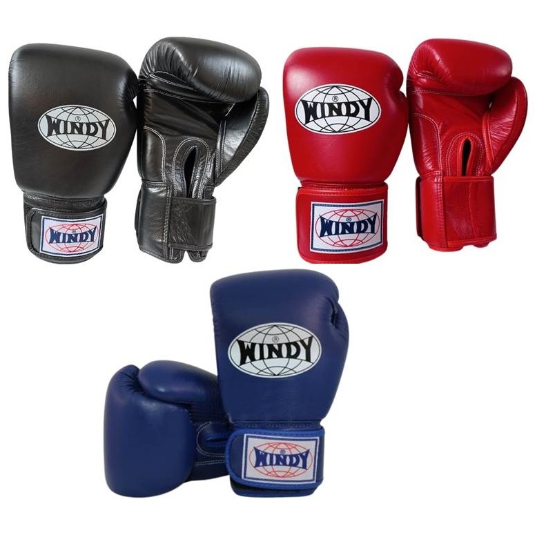 Windy boxing gloves BGVH ฺBlack,Blue,Red (18,20 oz) genuine leather วินดี้ นวมซ้อมชกมวย ดำ เเดง น้ำเ
