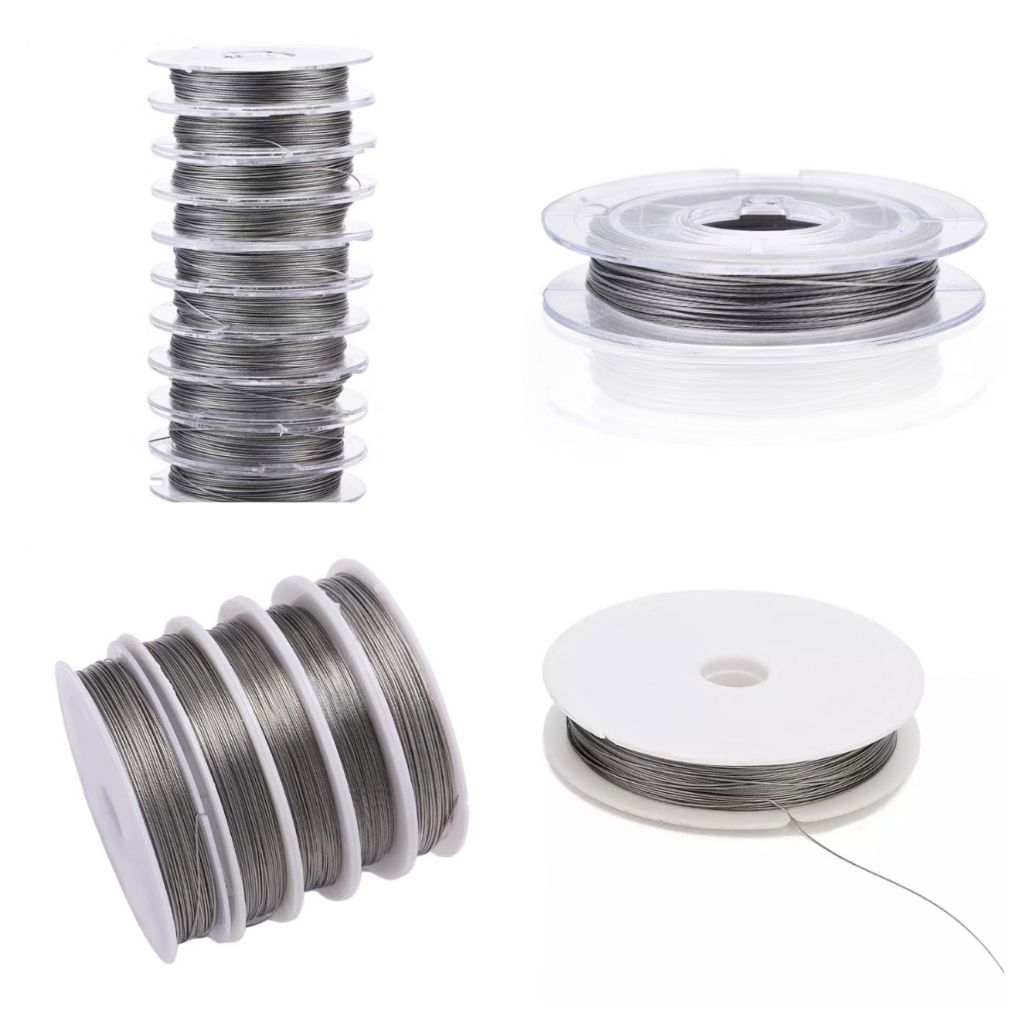 ลวดสลิง ใช้สำหรับทำเครื่องประดับ DIY สร้อยคอกำไล ไนล่อนเคลือบสีเทาเข้ม0.35 - 0.8 มม.พร้อมจัดส่ง