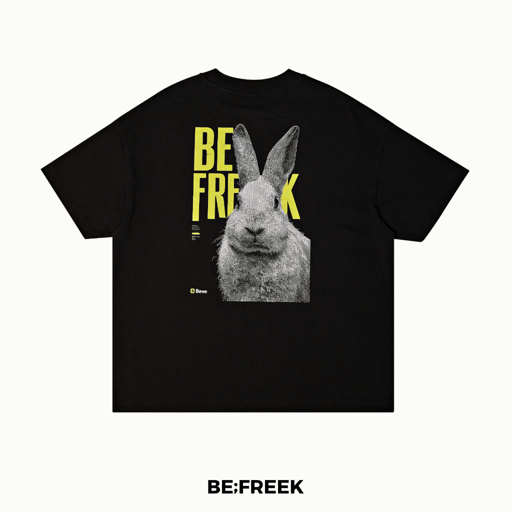 BE;FREEK เสื้อยืดสกรีนลาย BEFREEK BUNNY ทรง OVERSIZE สีดำ BEFREEK BUNNY OVERSIZE BLACK T-SHIRT