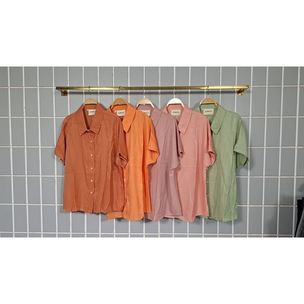 FAMOUS เสื้อเชิ้ตสีพื้น #FMBL-G1T018