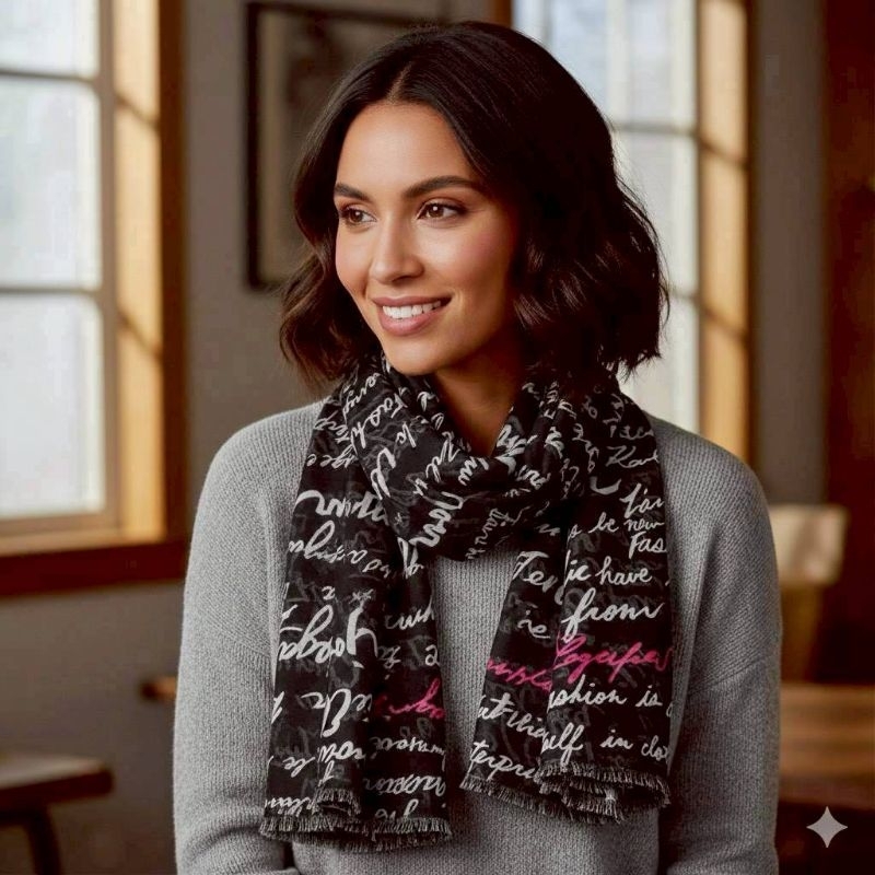 ิผ้าพันคอ KA.RL SPRING SUMMER SCARf Size 185x 90 cm ผืนใหญ่