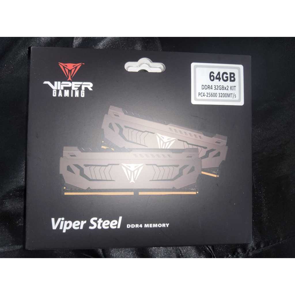 Viper Gaming (Patriot) Steel 64GB 2x32GB Kit DDR4 UDIMM PC4-25600 3200Mhz PVS464G320C6K