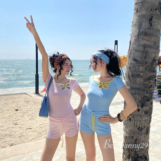 Benzbunny - กางเกงขาสั้น Summer ผ้ายูนิโคล่หนานิ่ม สายปรับได้ ผ้ายืดเยอะ #1048