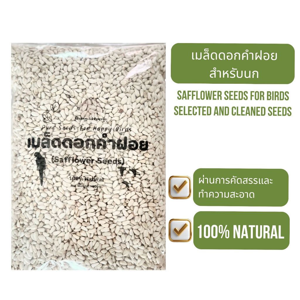 COD อาหารนก เมล็ดดอกคำฝอย (Safflower Seeds)  อาหารเสริมนกเล็ก-ใหญ่ ไขมันดี คัดสะอาด ไม่มีฝุ่น ราคา ถูกที่สุด ดีลบีเคเค รูปภาพหลัก