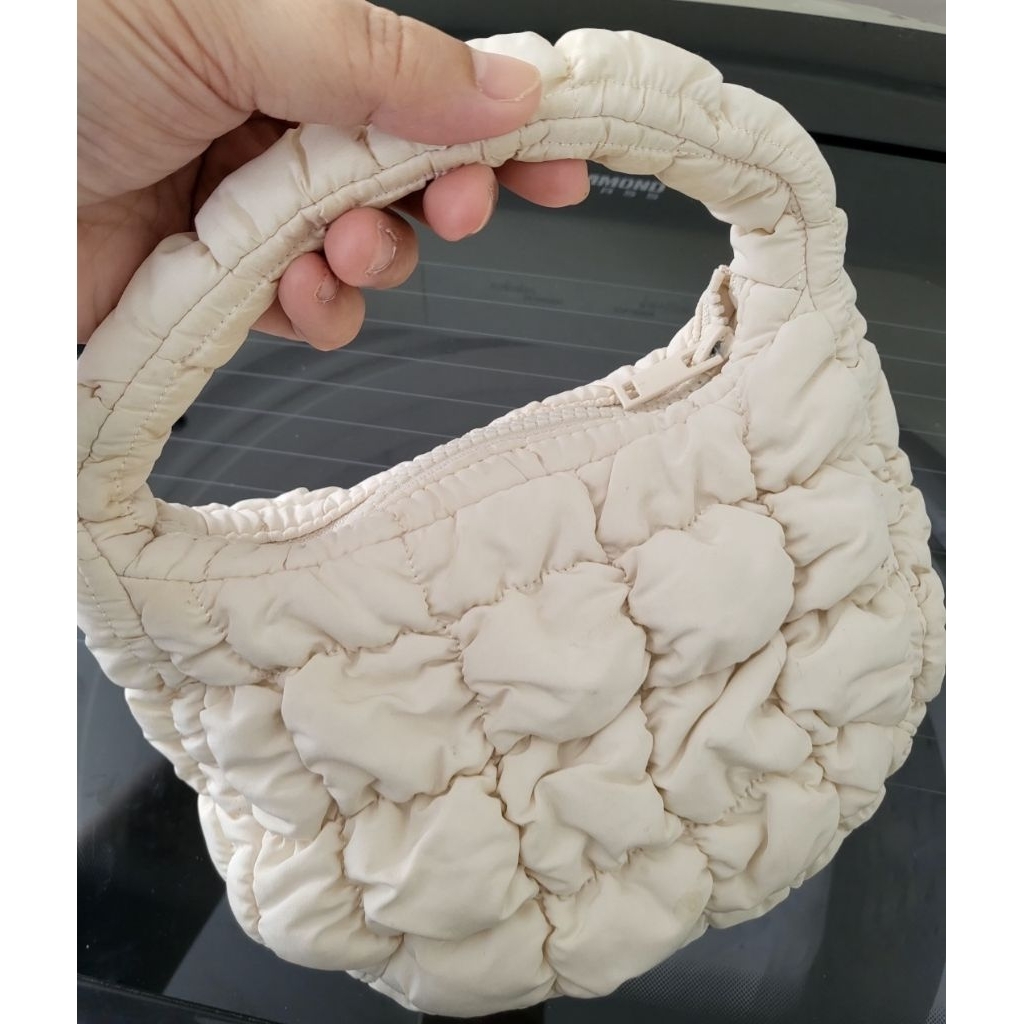 COS Quilted Micro Bag Off White