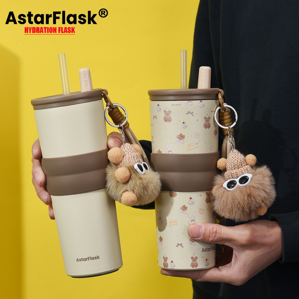 AstarFlask แก้วกาแฟสแตนเลสซับเซรามิกพร้อมฝาปิดขวดสูญญากาศสามารถเก็บความร้อนและความเย็น
