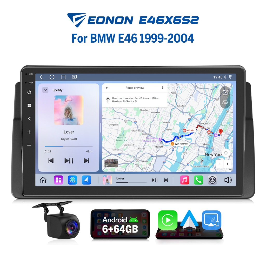 Eonon จอแอนดรอยด์รถยนต์ BMW E46 M3 318i 328i พร้อม Apple CarPlay และ Android Auto QLED DSP E46X6S2