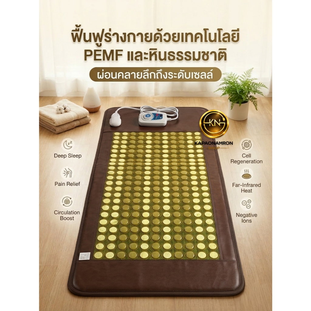 เตียงหินหยก+หินเจอร์เมเนียม เตียงเพื่อสุขภาพ PEMF Sauna Mesh Mat เตียงหินร้อนเพื่อสุขภาพระดับพรีเมียม