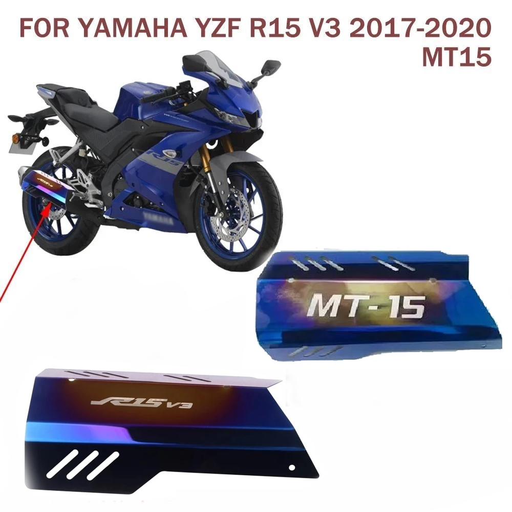 ครอบท่อเดิมสีไทเท ตรงรุ่น MT15 All New ครอบท่อร้อน รุ้ง R15 V3 MT-15 2017+ งานเลสทำสี
