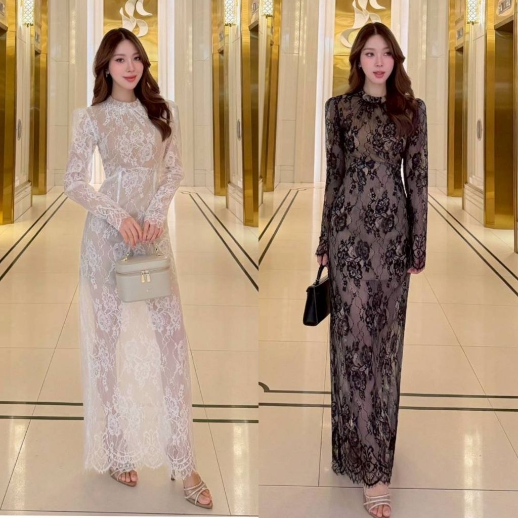 Shimmer เดรสลูกไม้ดีไซน์เรียบหรู ดูแพงทุกมุมเนื้อผ้าลูกไม้ทั้งตัว ลายสวยละเอียด ใส่แล้วดูหวานและสุภาพ