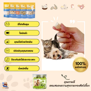 PETLUSCI® ฟรีซดรายแมว อกไก่ฟรีซดราย 100% Freeze Dried ขนมแมว ขนมหมา ไก่อบแห้ง เสริมโปรตีน กลิ่นหอม