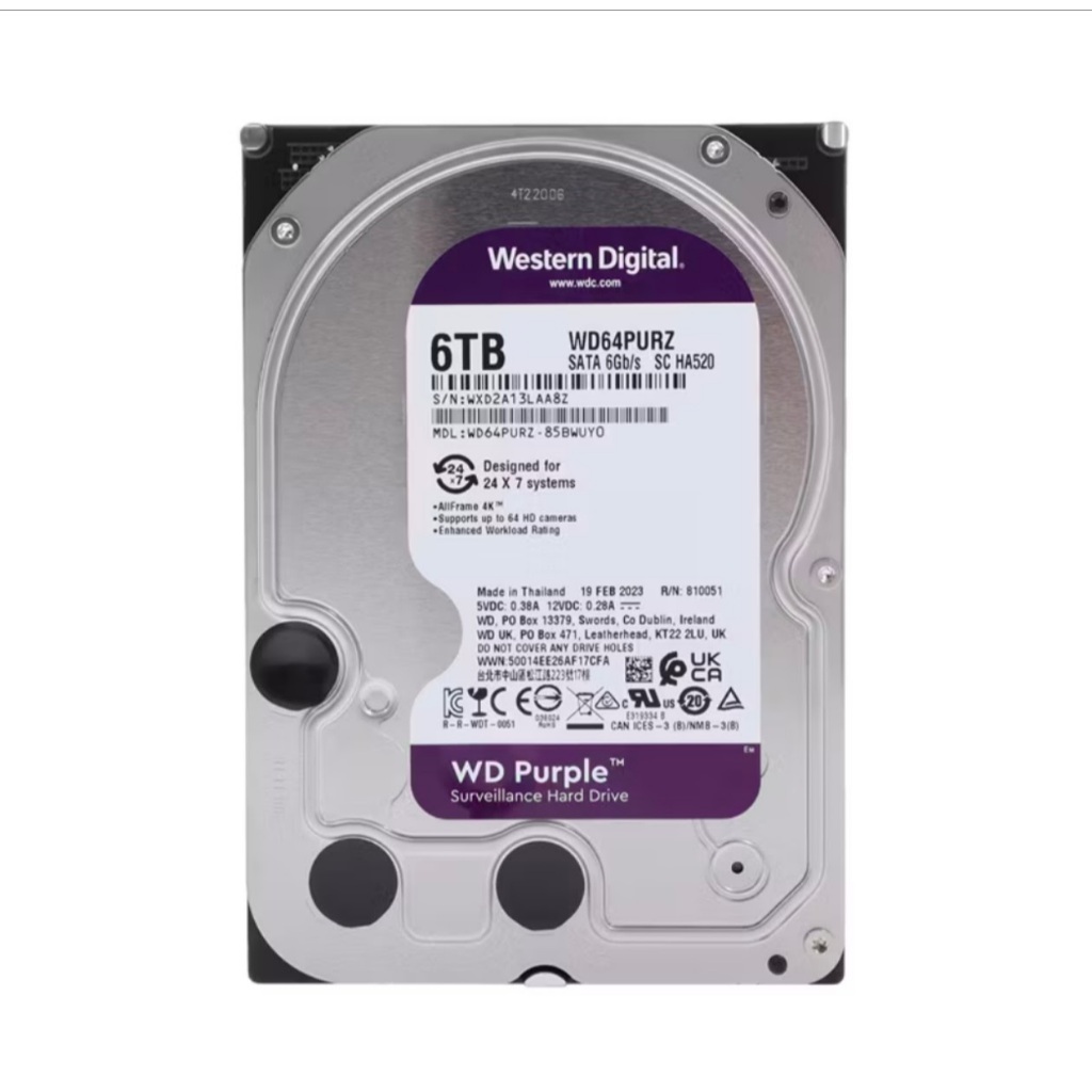 WD Purple HDD 6TB WD64PURZ 5400RPM