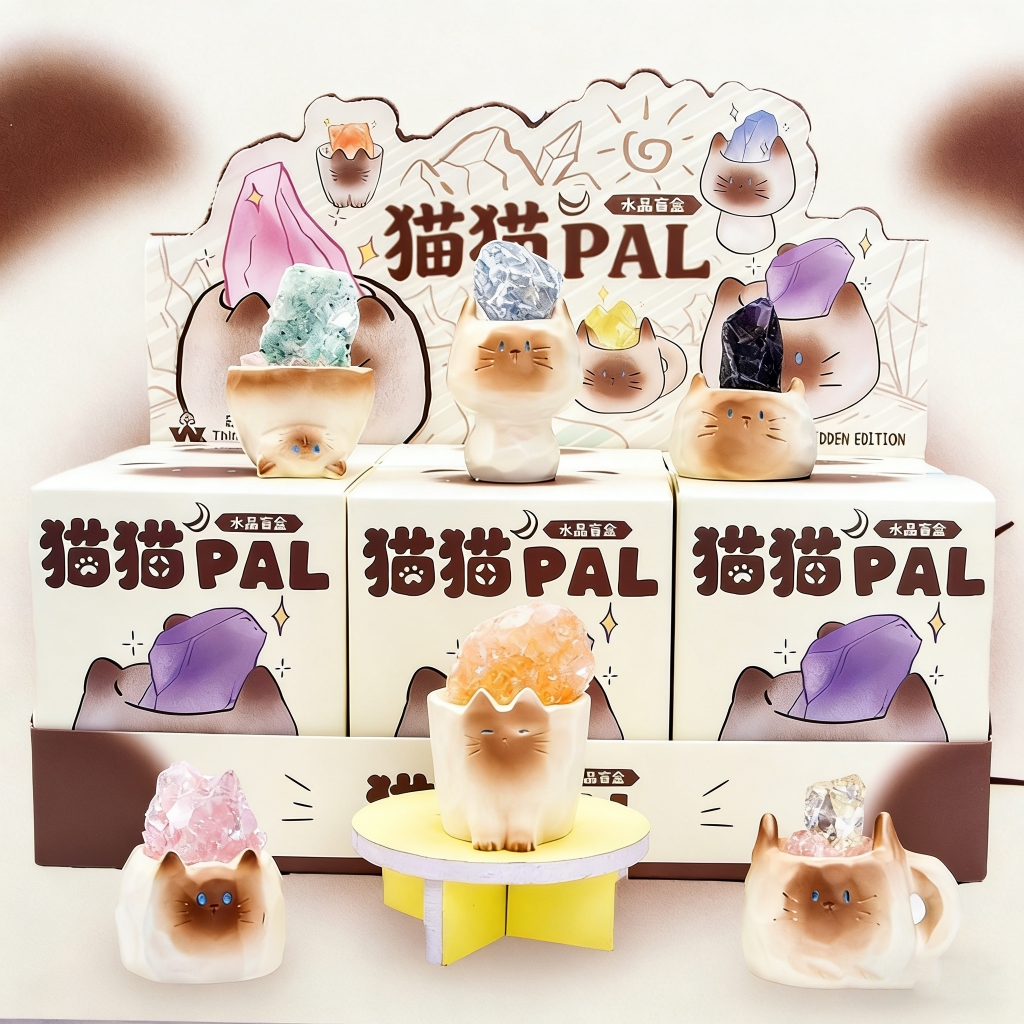 ตุ๊กตาแมวเซรามิคสไตล์ไทย พร้อมหินคริสตัล