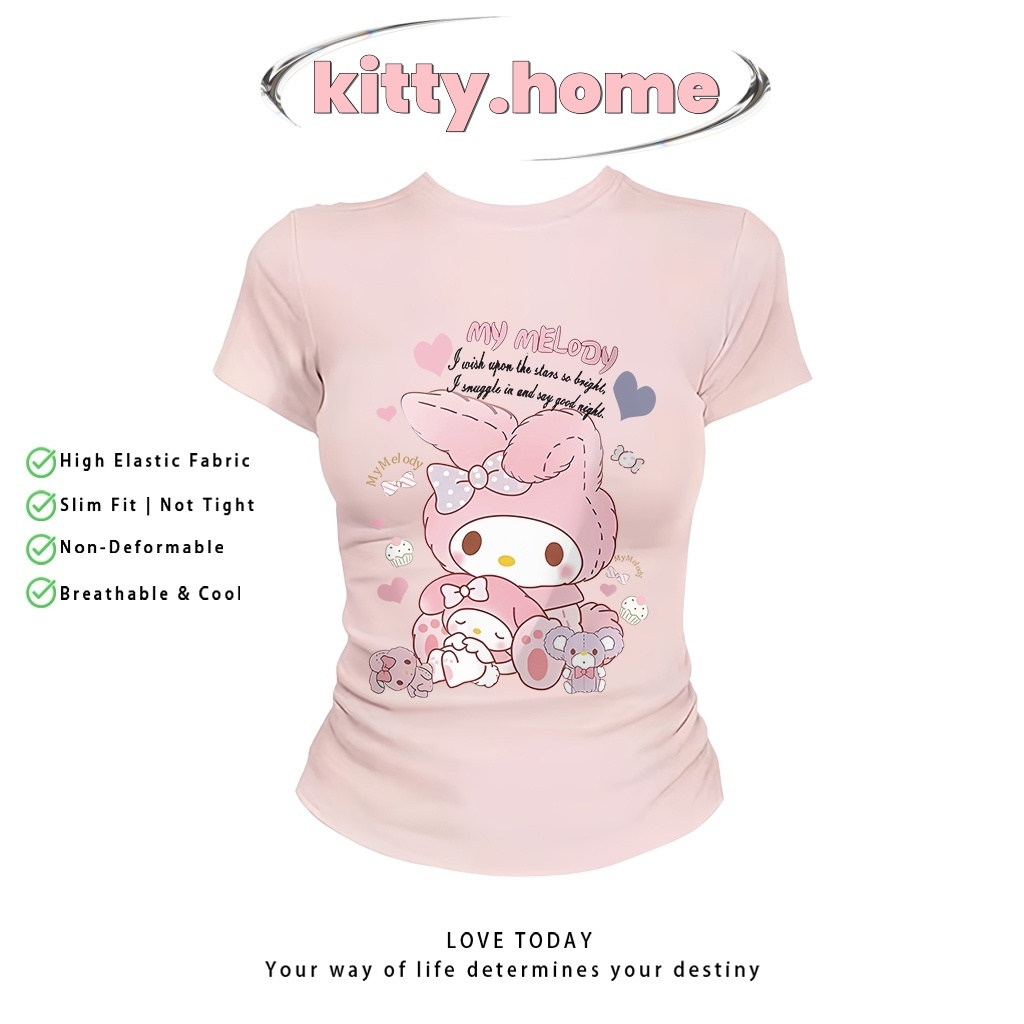 🚚 จัดส่งภายใน 24 ชั่วโมง! เสื้อครอปท็อป แขนสั้น babytee สไตล์เกาหลี y2k | ลาย My Melody จาก Sanrio น่ารักสุดๆ เสื้อสาวอว