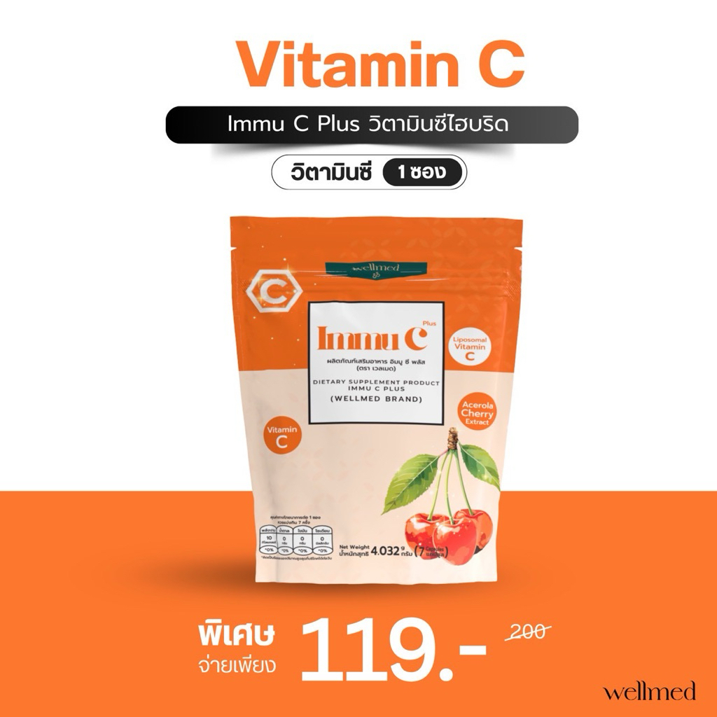 สูตรใหม่! วิตามินซี Immu C plus รวมวิตามินซี 3 รูปแบบ เพิ่มภูมิดี ดูดซึมดี แบรนด์ Wellmed