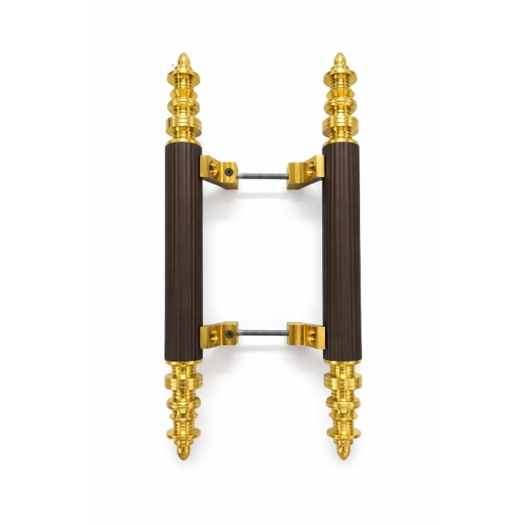 พร้อมส่ง มือจับประตูคลาสสิกสีชาหัวทอง ลอนใหญ่อย่างดี(ขนาด13.5 นิ้ว)