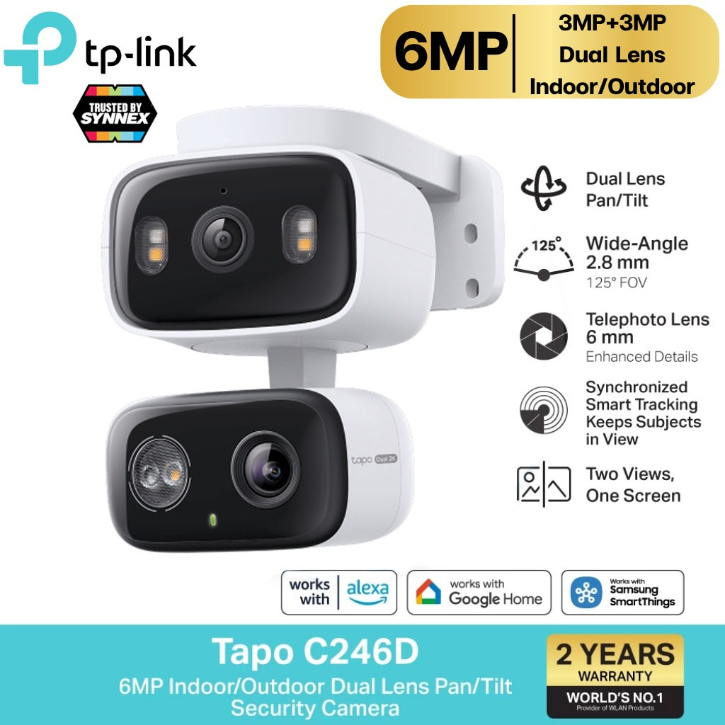 TP-Link Tapo รุ่น C246D กล้อง 2 เลนส์ เลนส์มุมกว้าง 125° Indoor/Outdoor Dual Lens Pan/Tilt Security 