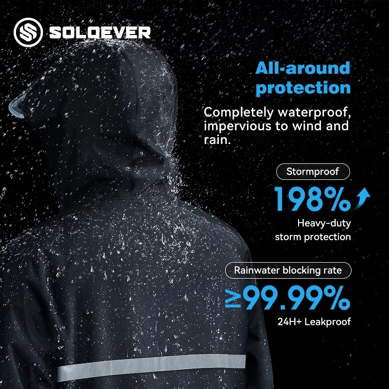 SOLOEVER ชุดเสื้อกันฝนแบบซิป สำหรับผู้ชายและผู้หญิง thumbnail 5