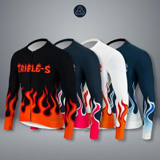 TRIPLE-S ลายเปลวไฟ  (TOP JERSEY) เสื้อปั่นจักรยาน ชุดปั่นจัก…