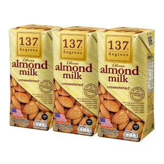 (ยกลัง) 137 ดีกรี นมอัลมอนด์ สูตรไม่เติมน้ำตาล ขนาด 180ml x pack of 3x12 (Almond Milk Unsweetened )