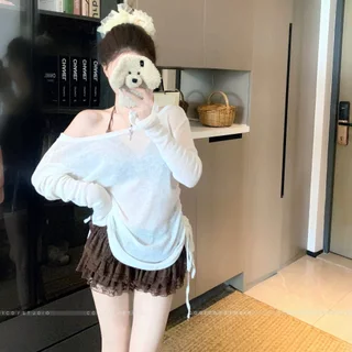 Victoria's Sunshine ชุดว่ายน้ำ bikini บิกินี่+ผ้าคลุม 3 ชิ้น เว้าหลัง เที่ยวทะเล#1140