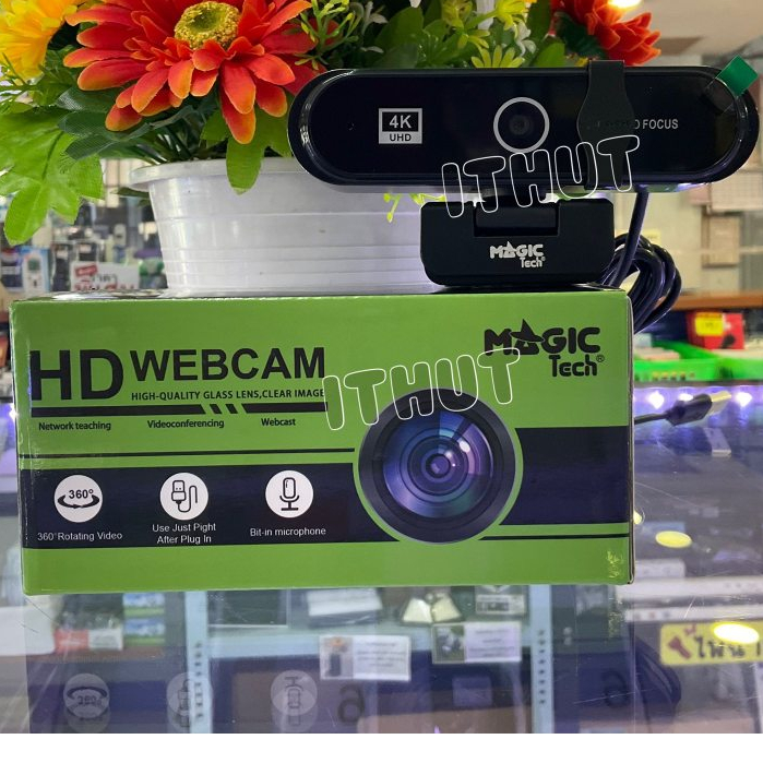 Webcam MAGICTECH (B9-4K) Resolution 4K UHD 3840 X 2160p พร้อม ไมค์โครโฟนในตัว ภาพชัด เสียงดี