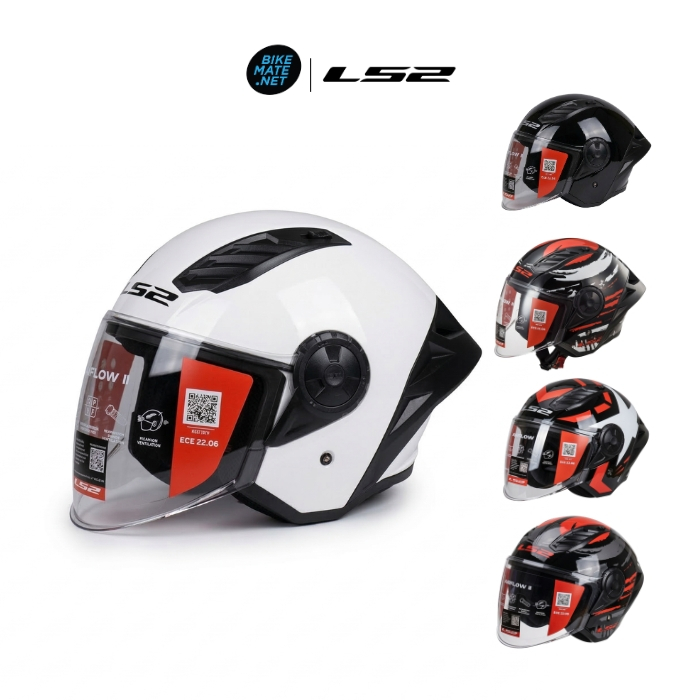 LS2 Helmets OF616 Airflow II with Spoiler and Airide Bluetooth - หมวกกันน็อคครึ่งใบ