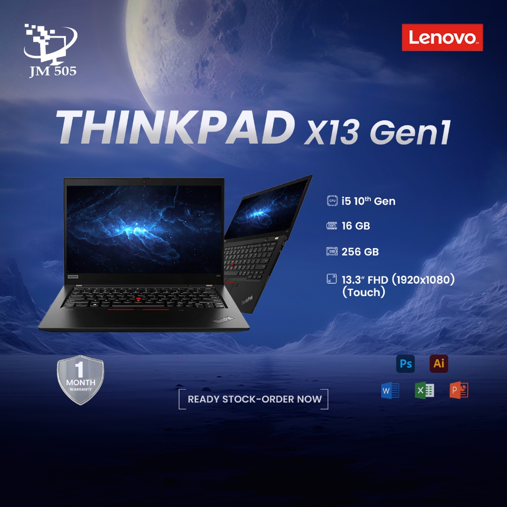 [2nd Hand] Lenovo ThinkPad X13 Gen 1 — Core i5-10th Gen / 16GB / 256GB SSD / 13.3” FHD Touch