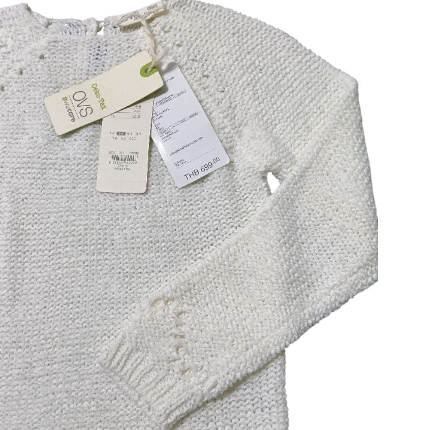 ​👕 เสื้อไหมพรมเด็ก OVS Kids - สีขาวออฟไวท์ (งานป้ายแท้ 100%)