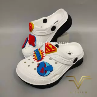 VIDVIEW มีส่งด่วน รองเท้าหัวโตเด็ก Adda 5TD88BB เบอร์ 28-35 แบบสวม พร้อมตัวติดรองเท้า ลาย Superman มีไฟ