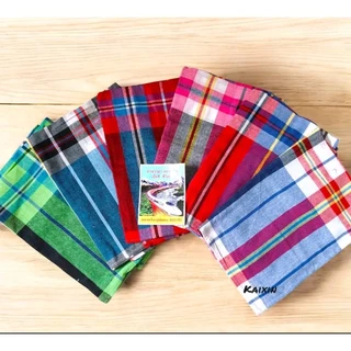(ราคาส่ง! 10 ผืน) ผ้าขาวม้า ผ้าฝ้าย100% ผ้าไม่หด สีไม่ตก เย็บชายทุกผืน ขนาด 80×190 cm ขนาดมาตรฐาน