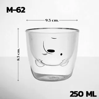 แก้วน้ำ 2 ชั้น ลายการ์ตูนน่ารัก แก้วกาแฟ Double Wall Glass สวยงาม ทนทาน ใส่ได้ทั้งน้ำร้อนและเย็น แก้ว สไตล์มินิมิอล