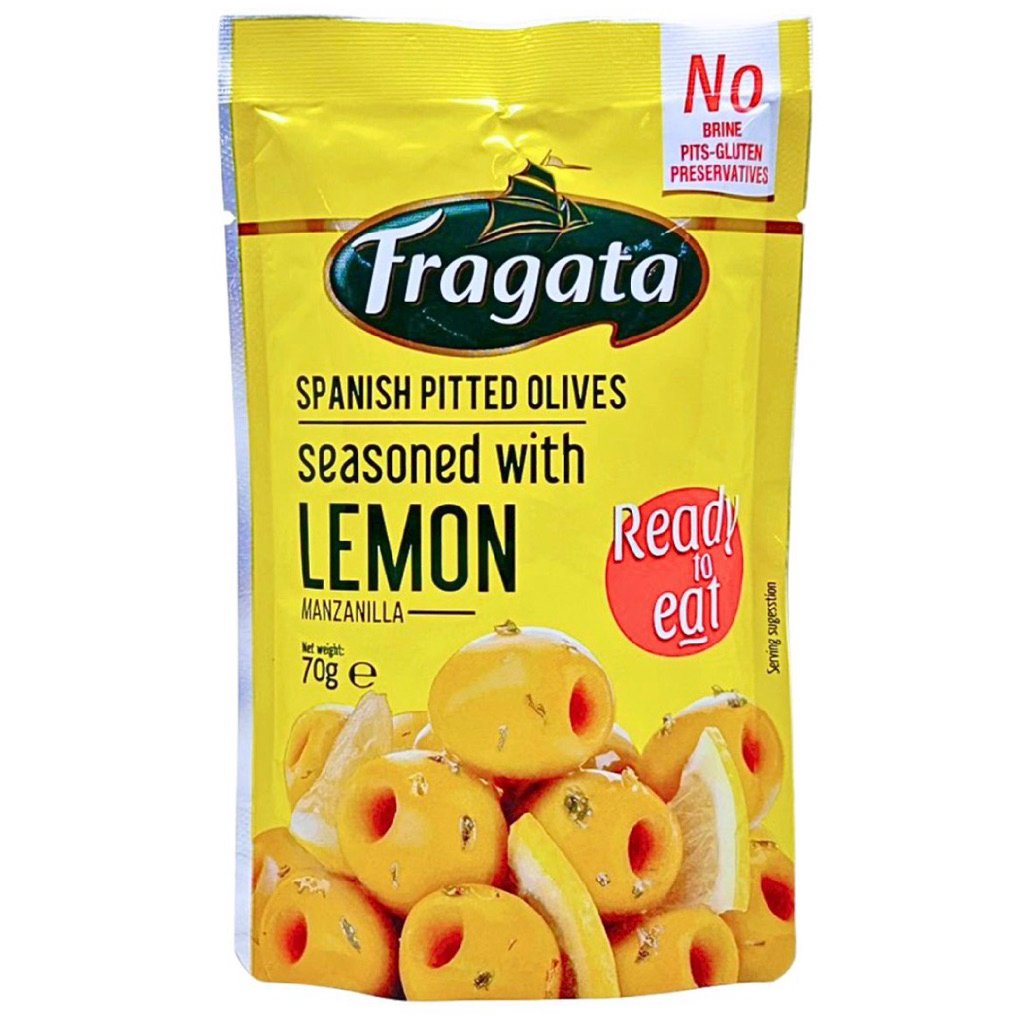 Fragata Pitted Olives Garlic Thyme 70g/Pitted Olives Hot Chili 70g/Pitted Olives Seasoned Lemon 70g