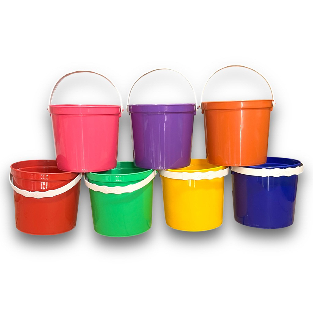 (20/10ใบ) ถังน้ำเล่นน้ำสงกรานต์ จุน้ำ 1.8 ลิตร 7 สี