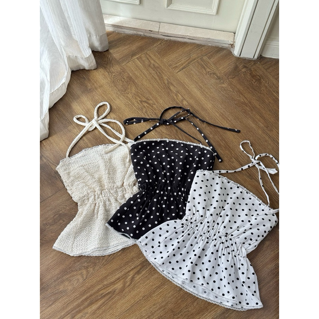 [Used Once] Wclothes Pillow Top (Polka white)