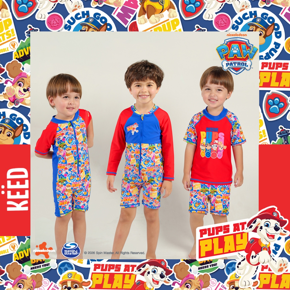 ✨NEW✨ KEED X Paw Patrol Collection ชุดว่ายน้ำเด็กผู้ชาย สีแดงน้ำเงิน กัน UV50+
