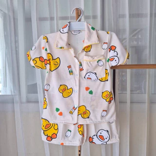 ชุดเด็กผ้ายืดลายเป็ด ขาสั้นแขนสั้น ขายาวแขนยาว พร้อมส่ง