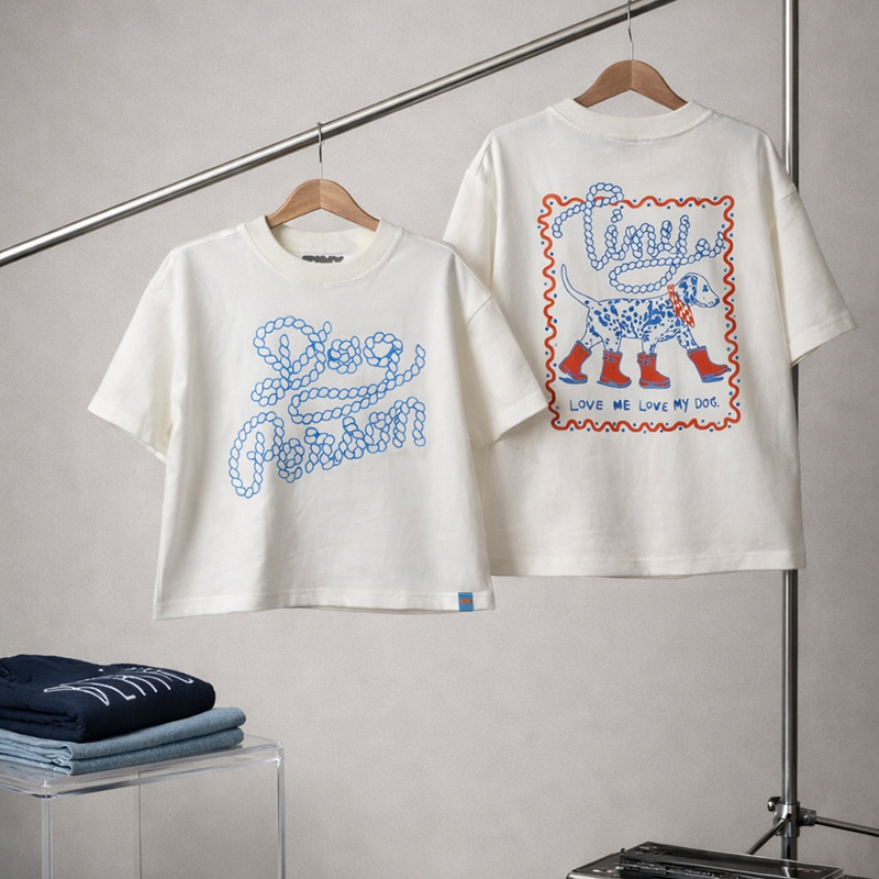 T!NY Kidswear - Dog Person เสื้อยืดทรงโอเวอร์ไซซ์ลาย น้องหมาใส่บู๊ท สำหรับเด็ก ดีไซน์น่ารัก ใส่สบาย