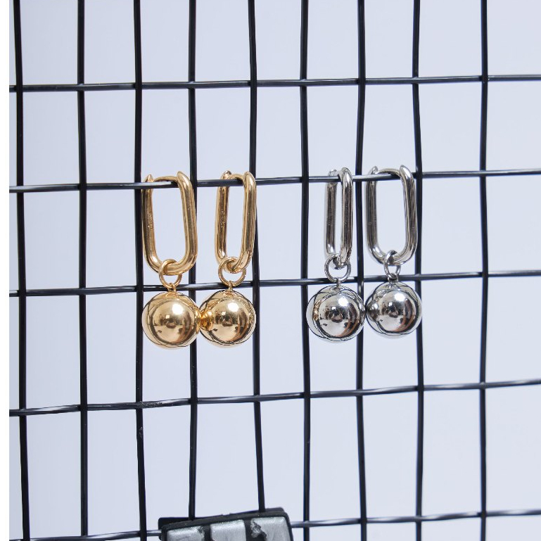 earika.earrings - cycla hoop ต่างหูห่วงลูกตุ้มกลม วัสดุสแตนเลส (stainless steel) เหมาะสำหรับคนแพ้ง่าย