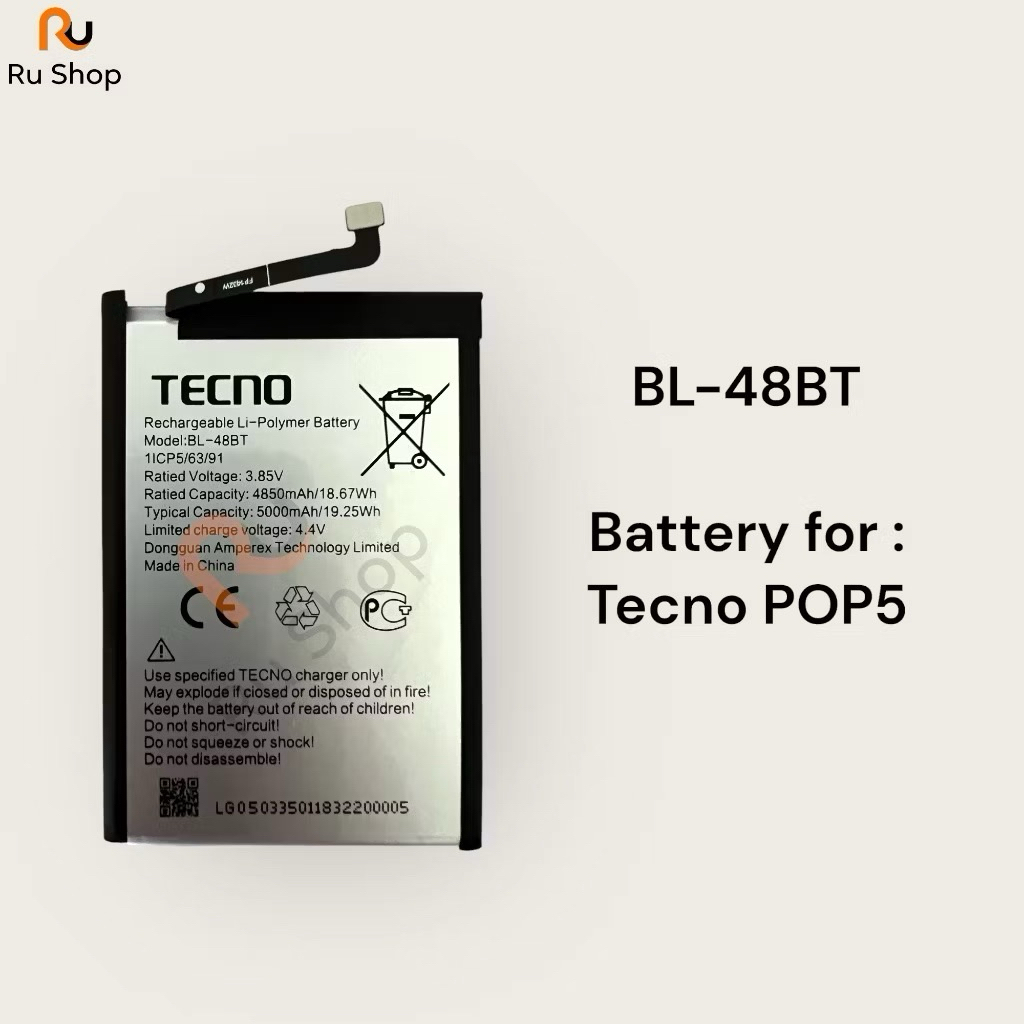 แบตเตอรี่ Tecno Pop 5 BD2P battery BL-48BT BL48BT 5000mAh รับประกัน 3 เดือน