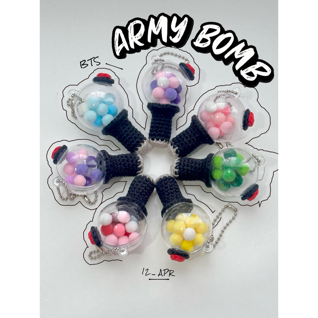 ✨💜 ARMY Bomb BTS มี่บอมบ์ ปอมปอม ไหมพรมถัก 💜✨